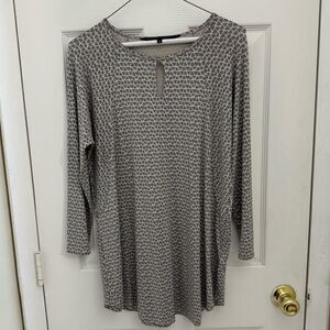 Ritva Falla Geometric Print Long Sleeve Top Gray Size Small Keyhole Finland